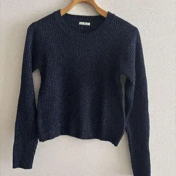 URBAN RESEARCH 네이비 라메 리브 스웨터