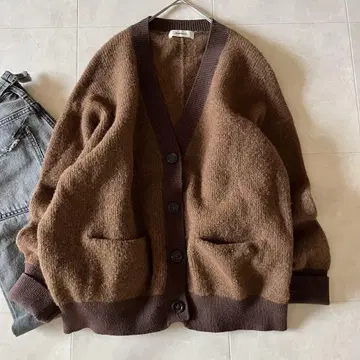 MACHATT 마차트 복슬복슬 모헤어 혼방 가디건 브라운 프리