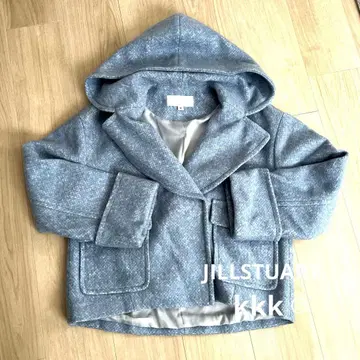 JILLSTUART 후드 부착 블루 숏코트