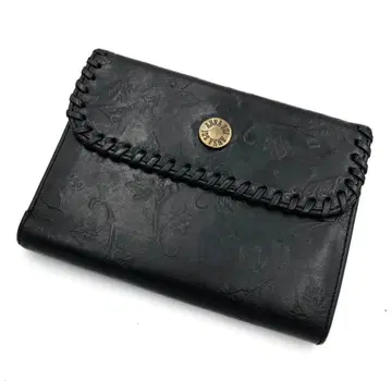 안나수이 나비 엠보 접이식 지갑 컴팩트 월렛 블랙