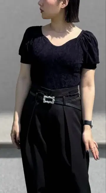 nemuiasa 화이트 복숭아꽃 님 디자인 블랙 와이드 팬츠 M