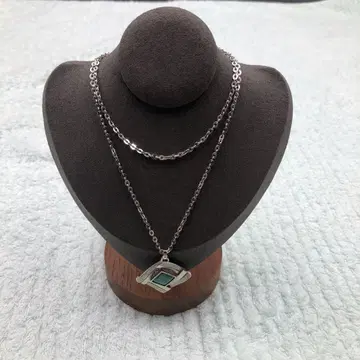 실버 입체 사각형 펜던트 목걸이