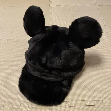 [ 단종품 ] 미키 퍼 캡 귀 포함 블랙