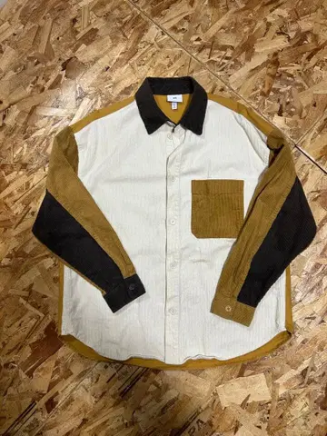 H&M 코듀로이 덕지 긴팔 셔츠 M 사이즈 베이지/브라운