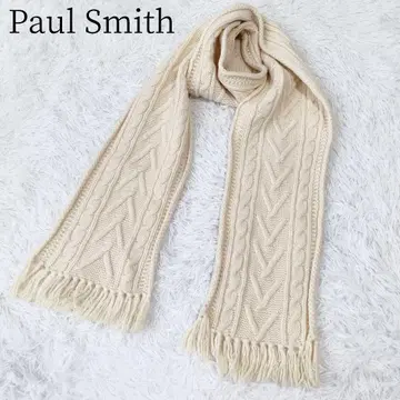[ 폴스미스 ] 머플러 케이블 짜임 니트 울 혼방 두꺼운 원단 프린지