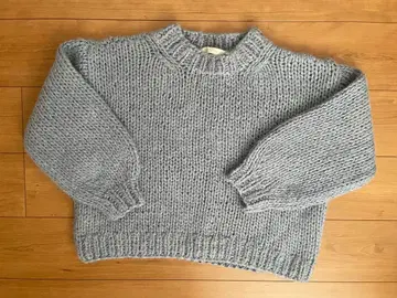 스카이블루 니트 스웨터 오버 사이즈 긴팔