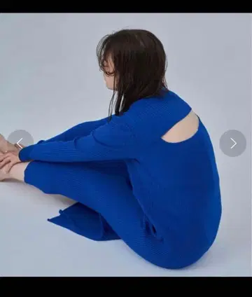 니트 롱 원피스 블루