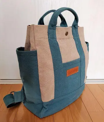 캔버스 토트백 백팩 파랑과 베이지의 2WAY