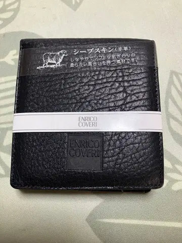 새상품 미사용품 ENRICO COVERI 블랙 접이식 지갑 양가죽