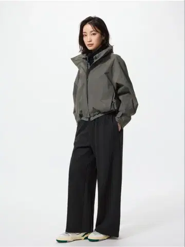 [새상품] 맨투맨 와이드 팬츠 짧은 기장 블랙 M 사이즈