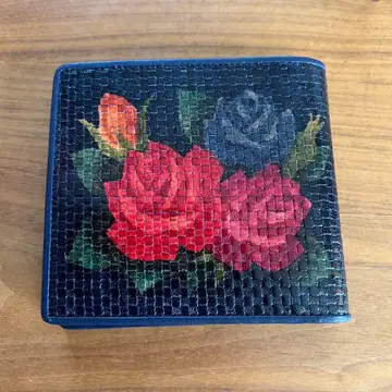 미사용 요시나가 프린스 장미 네이비 접이식 지갑