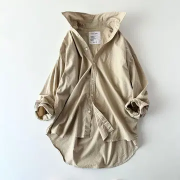 프레임워크 긴팔 코튼 레귤러 카라 와이드 셔츠 베이지