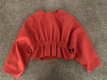 어도어 숏코트 블루종 지퍼 오렌지 더블 페이스 36