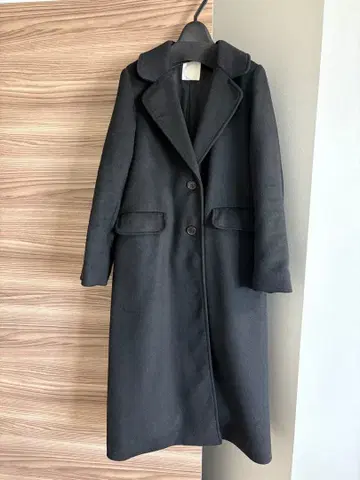 frivole 블랙 롱 코트 더블 버튼