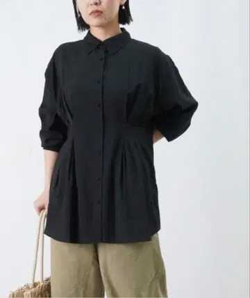 루카 레이디 랙 루카 다트 셔츠 블라우스 블랙 레이온 F 오샤레