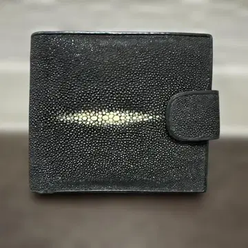 스타 가죽 블랙 접이식 지갑 shagreen