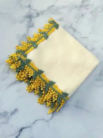 [ 새상품 종이 택 없음 ] 긴자와 레이스 타월 손수건 미모사 1점