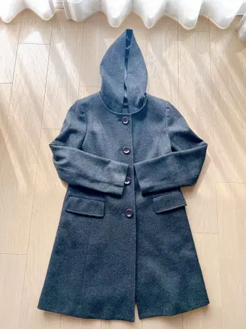 Reflect 후드 부착 그레이 더플 코트