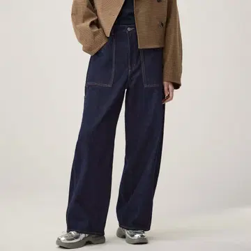 배럴 레그 페인터 청바지 rokh 네이비