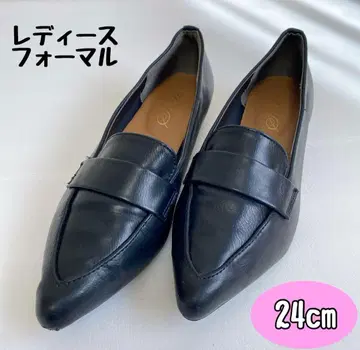 여성용 펌프스 가죽 느낌 스틸레토 플랫 24cm 블랙