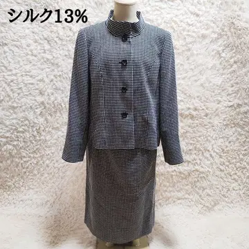 Leilian 세레모니 수트 셋업 노카라 실크 혼방 자카드