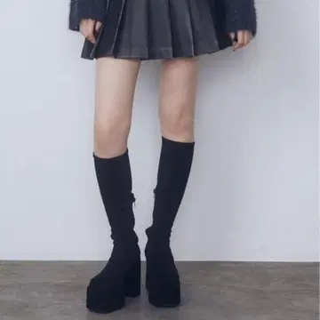 EMODA 블랙 스웨이드 롱 부츠