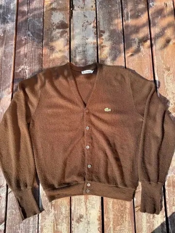 60s LACOSTE 브라운 아크릴 가디건 M