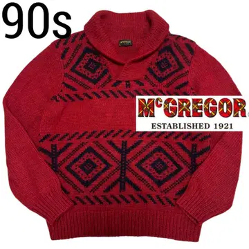 90s 맥그레거 숄카라 네이티브 노르딕 니트 L