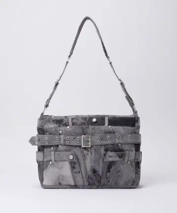 GRANCY 클레이지 레이어드 데님 팬츠 디자인 숄더백 그레이