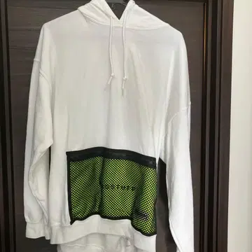 후드 부착 후드티 형광 그린 포켓