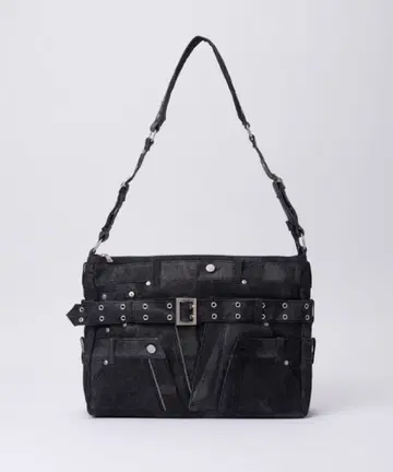 GRANCY 클레이지 레이어드 데님 팬츠 디자인 숄더백 블랙