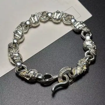 스컬 디자인 실버 팔찌*2