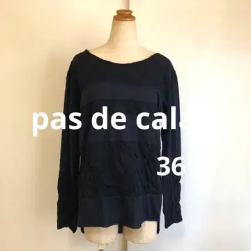 pas de calais 파드칼레 울 혼방 티셔츠 블랙x네이비 36
