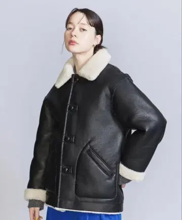 BEAUTY&YOUTH 인조 가죽 리버서블 보아 아우터