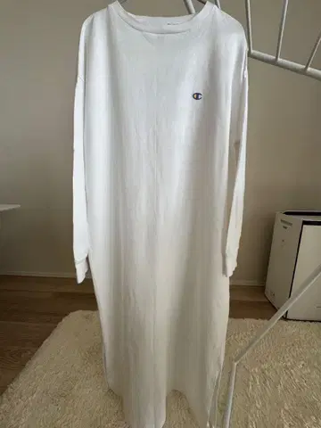 Champion 긴팔 롱 원피스 COTTON 원포인트 로고 자수