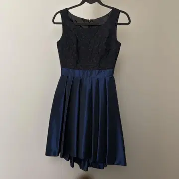 네이비 포멀 원피스 자카드 원단 새틴