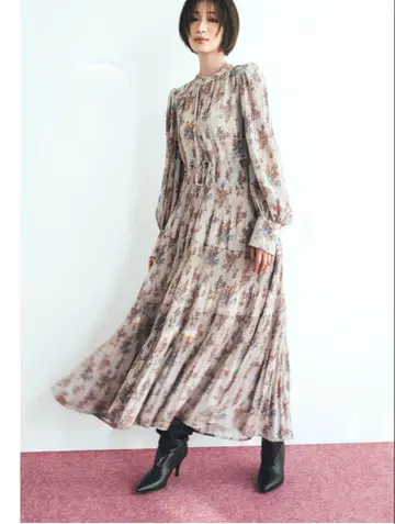 코코딜 오카자키 사에 콜라보 플라워 티어드 원피스