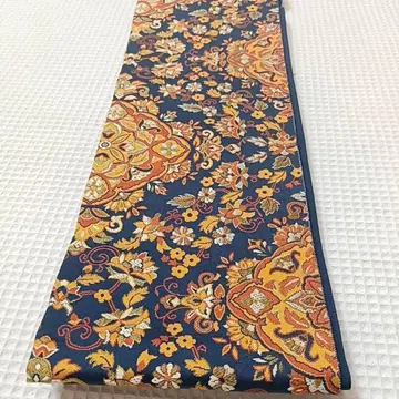 화 5 반폭 오비 유카타 코몬 꽃 화문 양풍 양 모던 네이비 오렌지