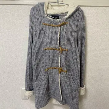 ZARA 그레이 니트 후드 부착 가디건 복슬복슬