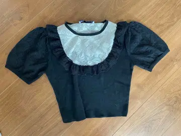 ZARA 블랙 레이스 프릴 반팔 M