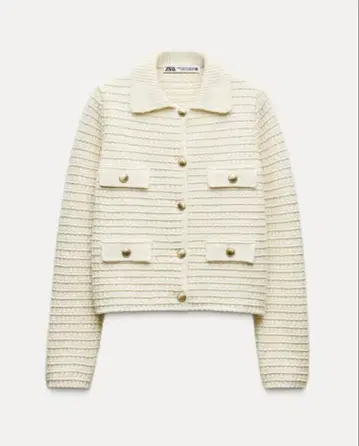 ZARA 아이보리 라펠 니트 자켓