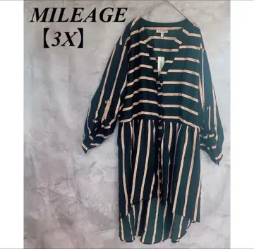 MILEAGE [ 3X ] 블랙 x 오렌지 스트라이프 셔츠 원피스 패턴