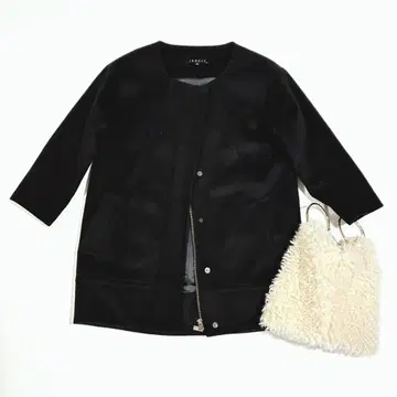 [새상품급] Theory 울 100% 노카라 코트 블랙 사이즈 2