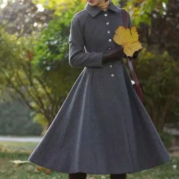 한국 패션 케이프 디자인 클래시컬 코트 플레어 실루엣 레트로