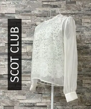 새상품급 SCOT CLUB 스콧 클럽 레이스&쉬폰 시어 블라우스