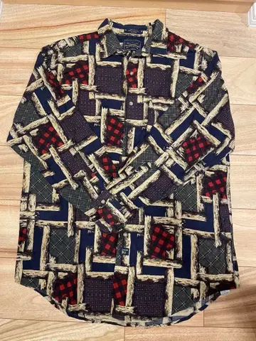 [ 구제 의류 ] Arrow 체크 무늬 캐주얼 셔츠 긴팔 네이비