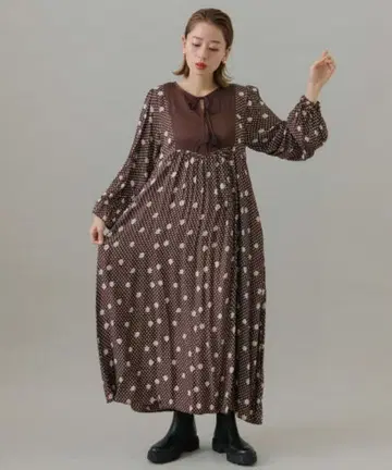 [ 미사용품 ] Sonny Label 플라워 MIX 새틴 도트 원피스