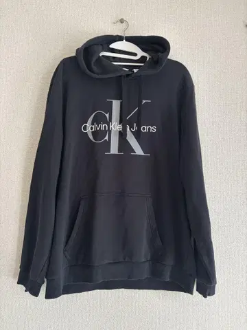 Calvin Klein 블랙 후드 부착 후드티 맨투맨 블랙 XL