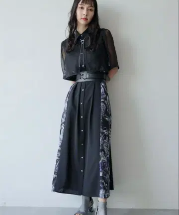 HARE 시어 배색 원피스 퍼플