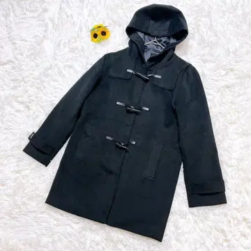 새상품급 크로시 [ L ] 블랙 더플 코트 후드 부착 매끄러운 원단